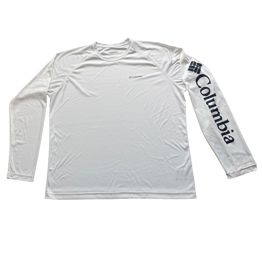 Columbia PFG Long Sleeve Shirt Mens XL White Omni-Shade Logo Graphic XM6342